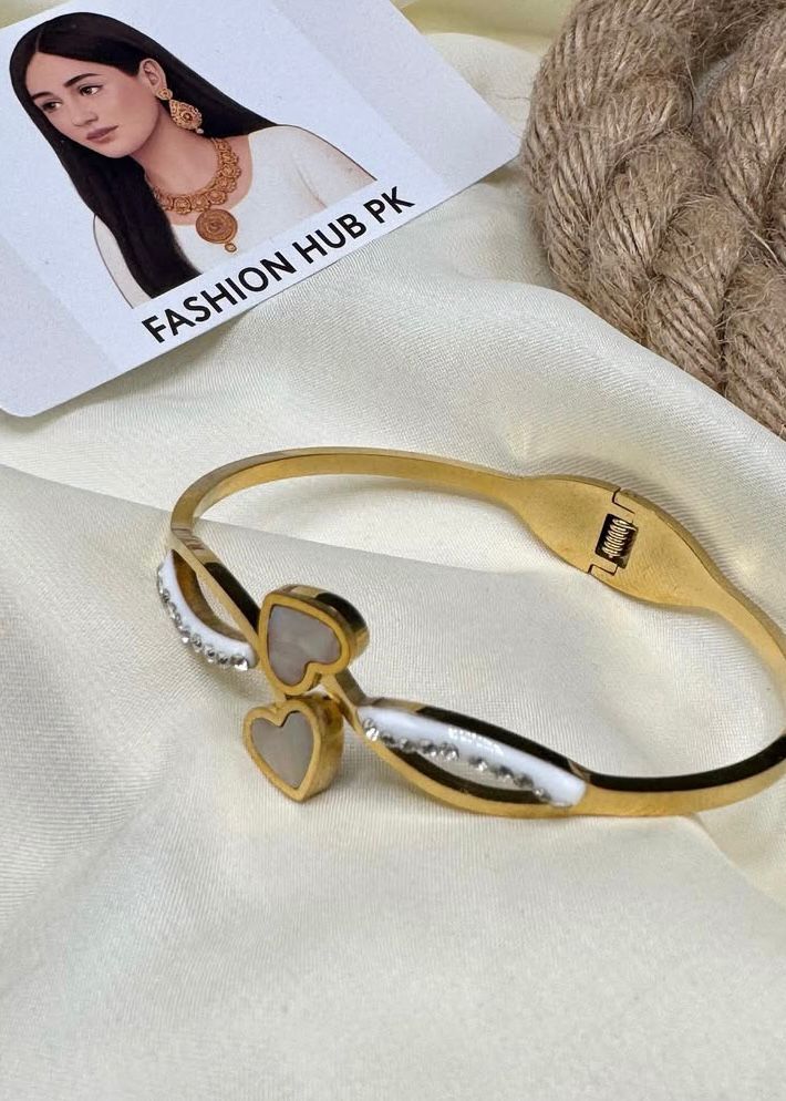 Stylish Double Heart Crystal Bangle – FashionHubPK7