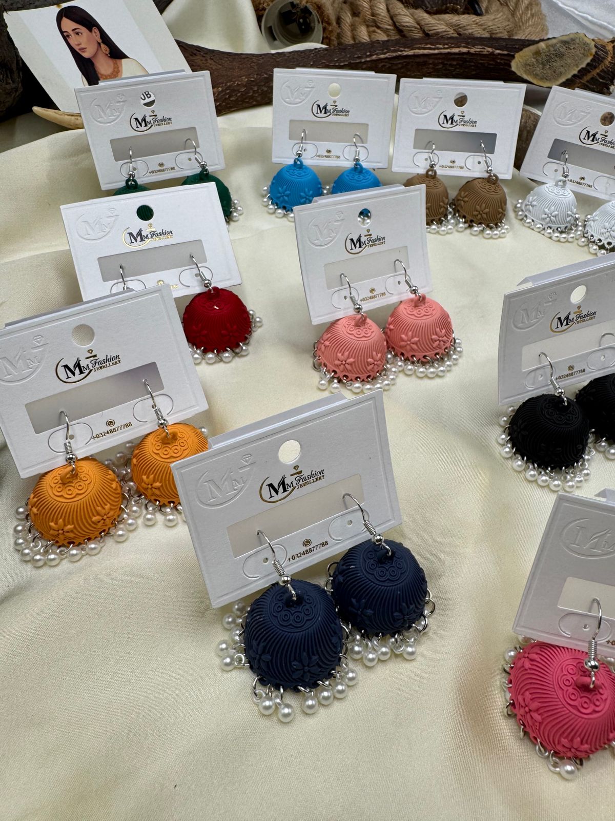 Elegant Colorful Jumkay – Handcrafted Earrings with Pearl Detailing | FashionHubPK7