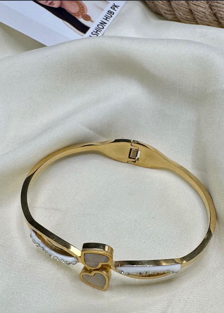 Stylish Double Heart Crystal Bangle – FashionHubPK7