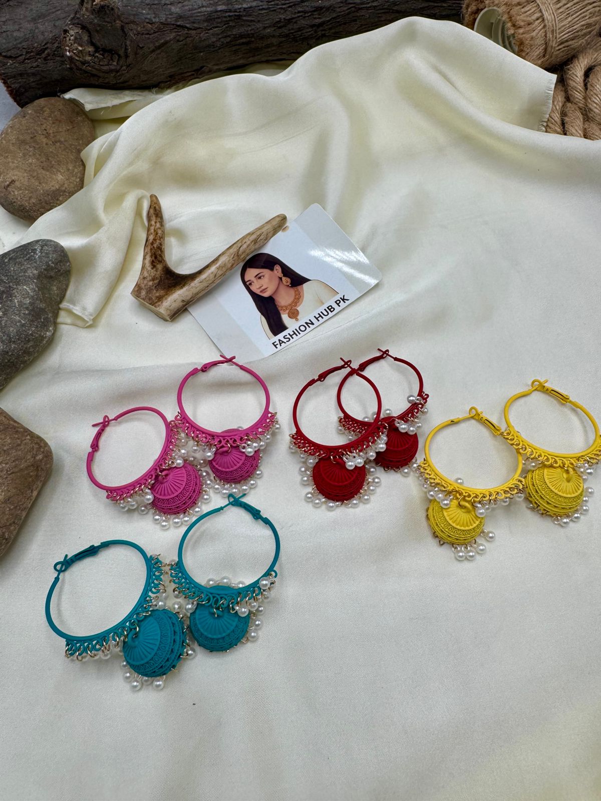 Bhali Jhumkay - Handcrafted Colorful Earrings with Pearls | FashionHubPK7