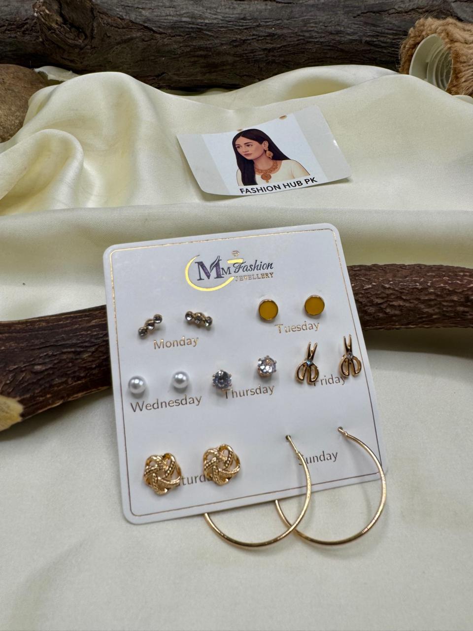 7 Days Earrings Set – Stylish Weekly Tops Collection | FashionHubPK