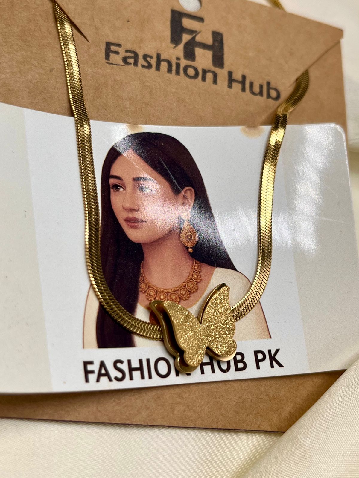 Golden Butterfly Pendant Necklace – Elegant & Trendy Jewelry for Women | Fashion Hub PK