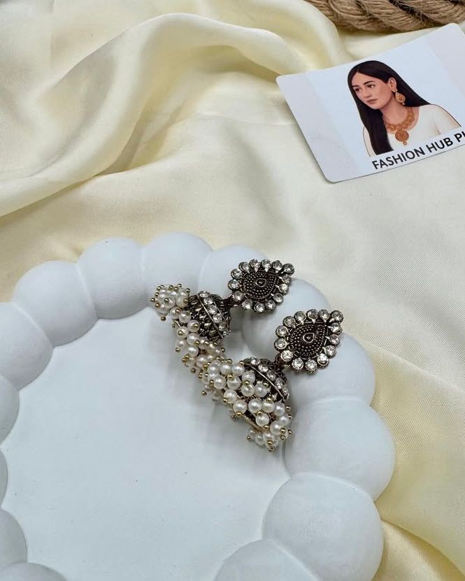 Antique Pearl Jhumkay – Traditional Ethnic Earrings for Weddings & Festive Wear | Fashion Hub PK