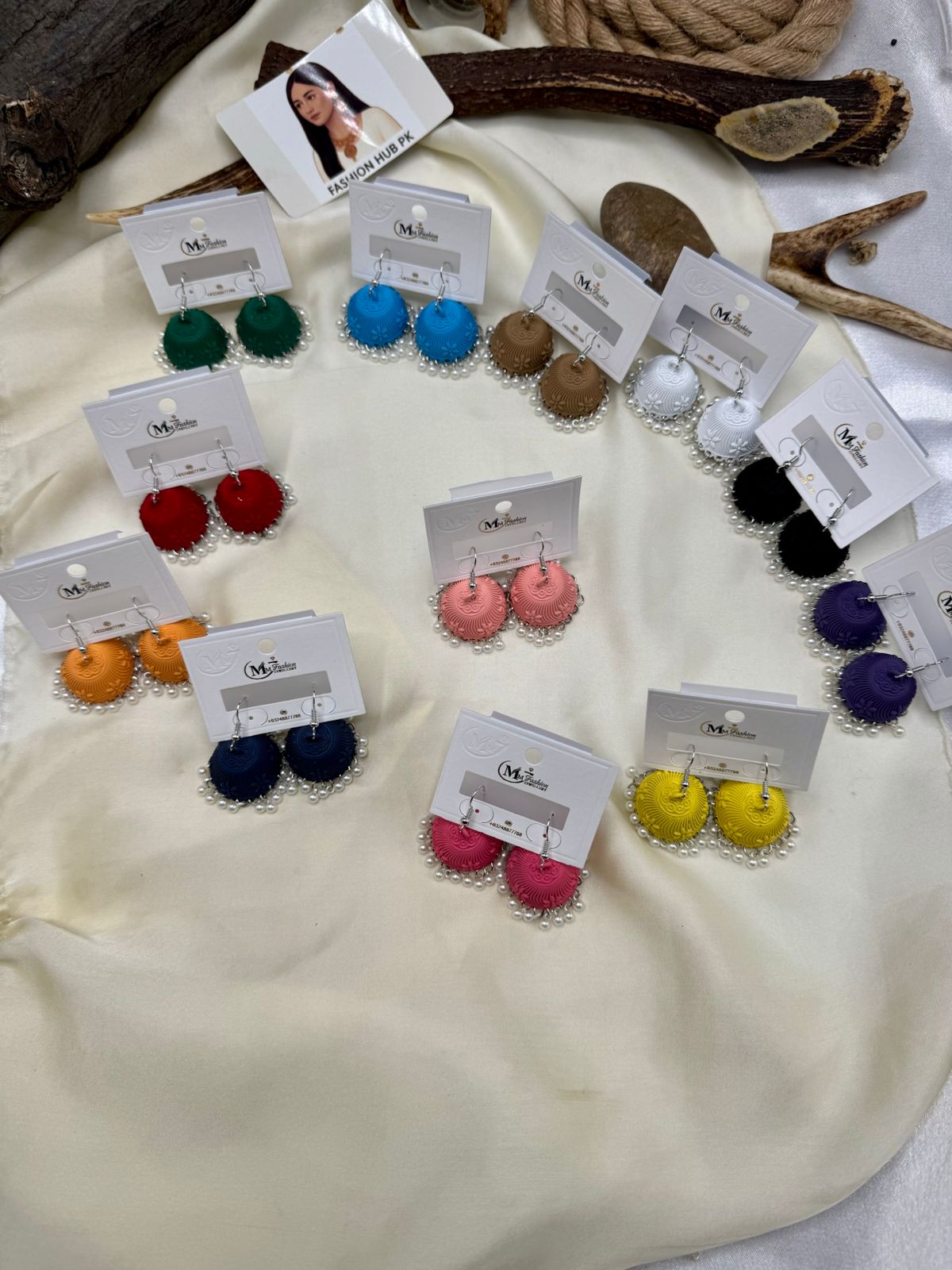 Elegant Colorful Jumkay – Handcrafted Earrings with Pearl Detailing | FashionHubPK7