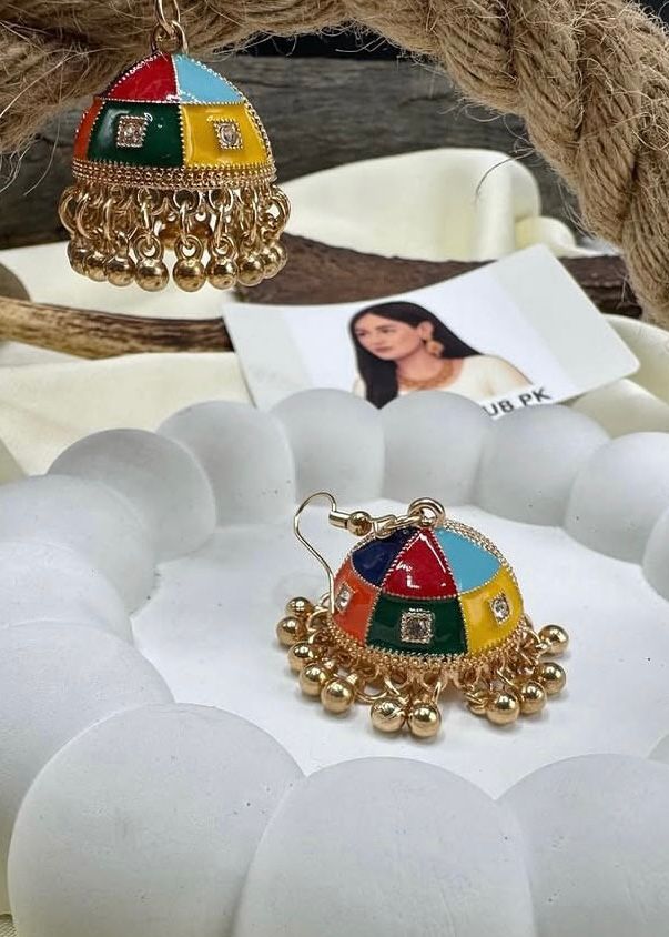 Colorful Handcrafted Jumkay – Vibrant Desi Earrings | FashionHubPK7