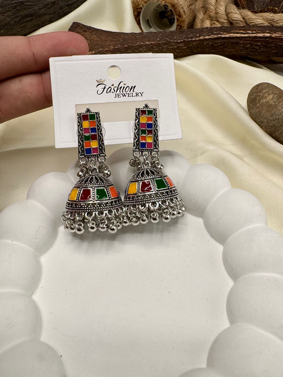 Mirror Work Jhumkas – Vibrant Handcrafted Earrings | FashionHubPK7