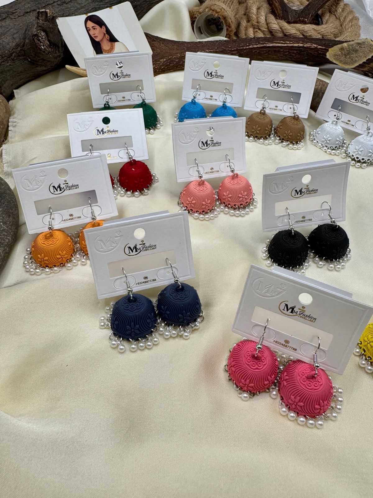 Elegant Colorful Jumkay – Handcrafted Earrings with Pearl Detailing | FashionHubPK7