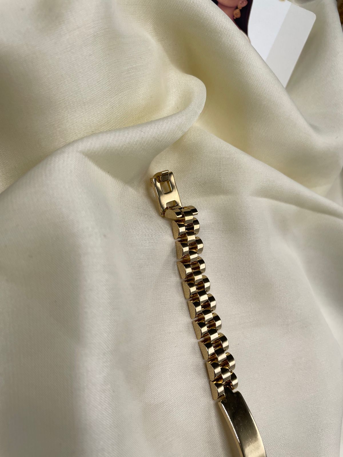 Gold-Tone Personalized Men’s Bracelet – Engraved Cuban Link | FashionHubPK7