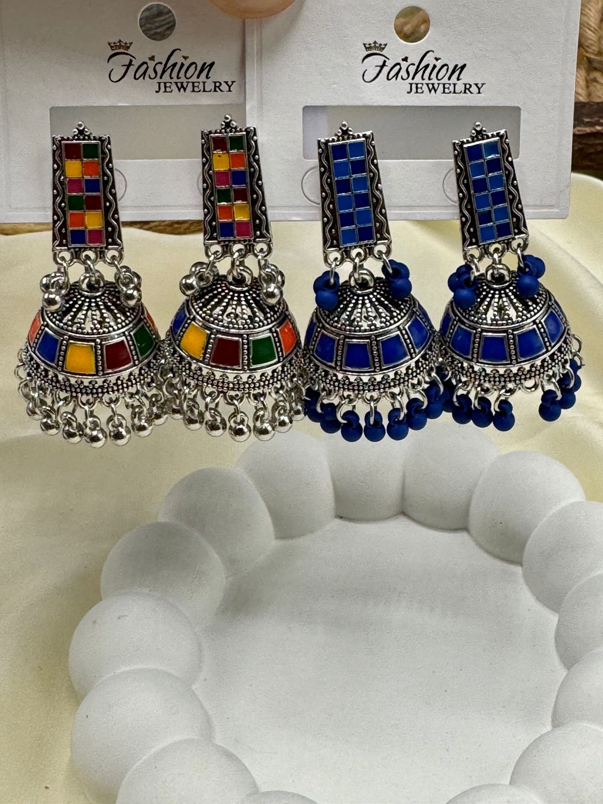 Mirror Work Jhumkas – Vibrant Handcrafted Earrings | FashionHubPK7