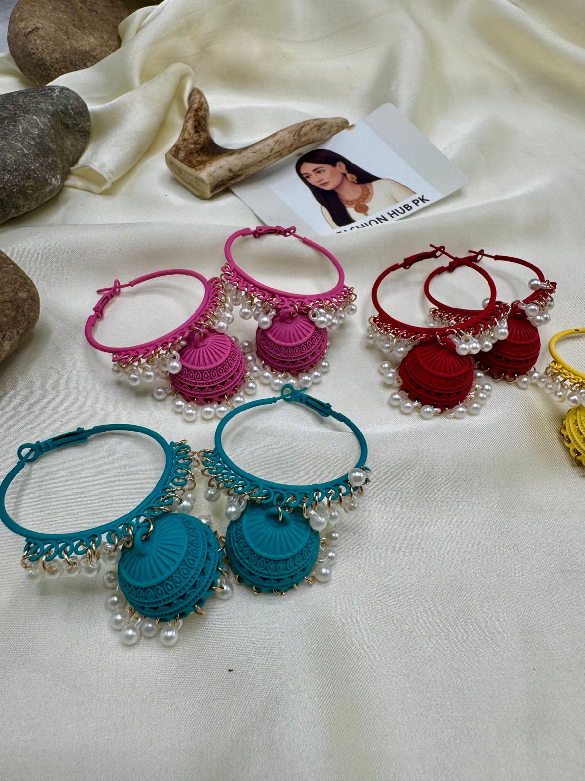 Bhali Jhumkay - Handcrafted Colorful Earrings with Pearls | FashionHubPK7