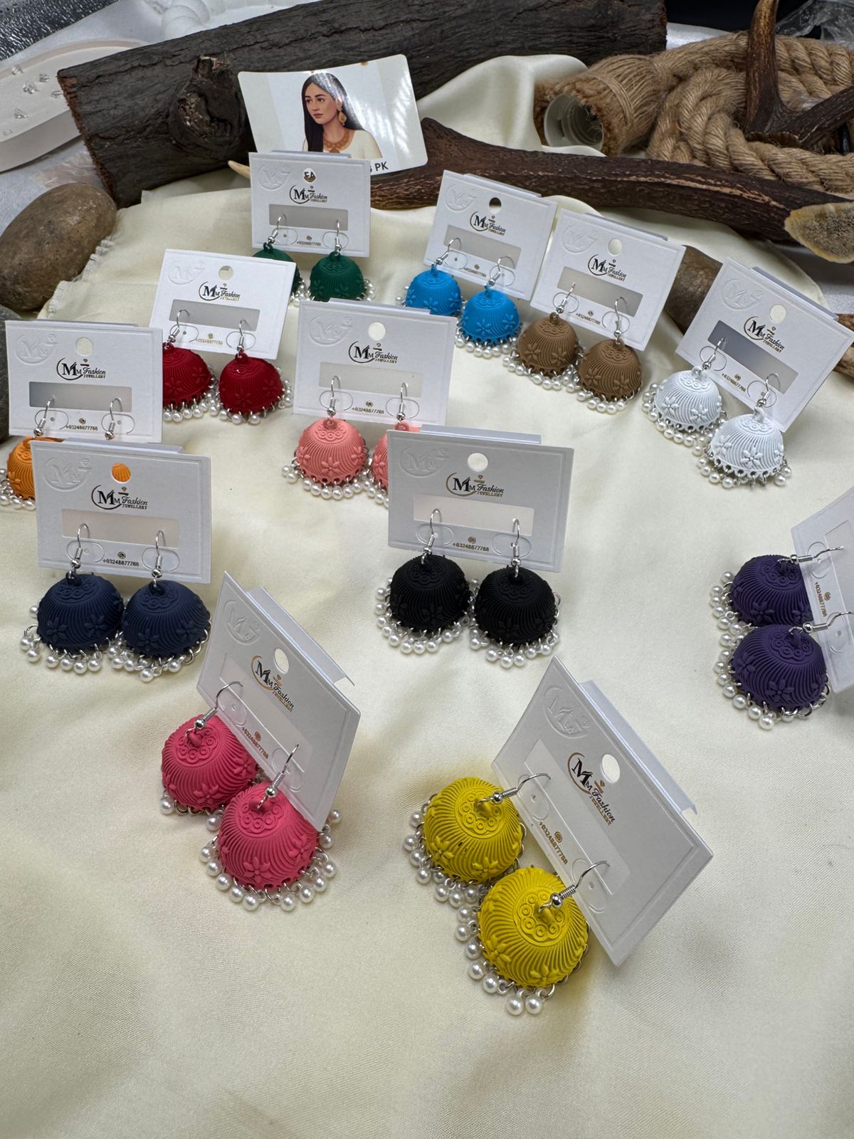 Elegant Colorful Jumkay – Handcrafted Earrings with Pearl Detailing | FashionHubPK7