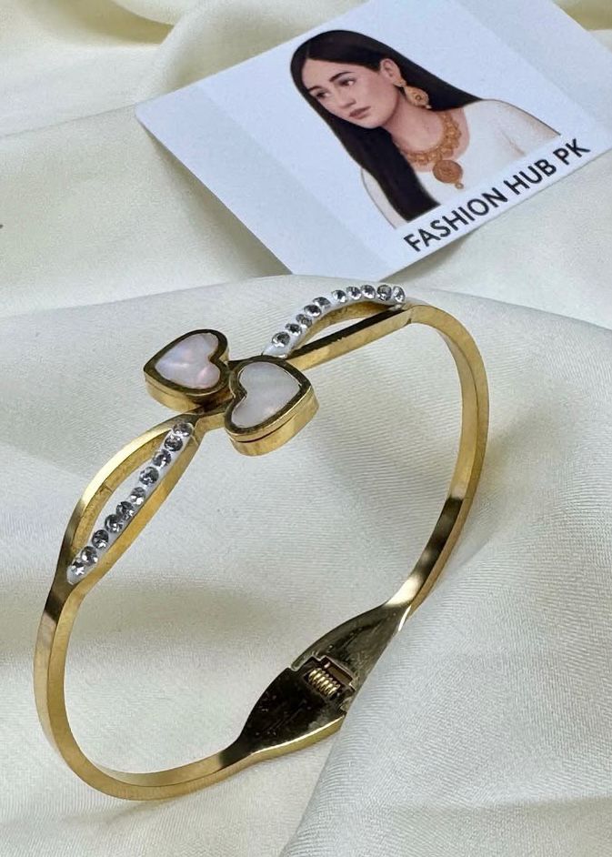 Stylish Double Heart Crystal Bangle – FashionHubPK7