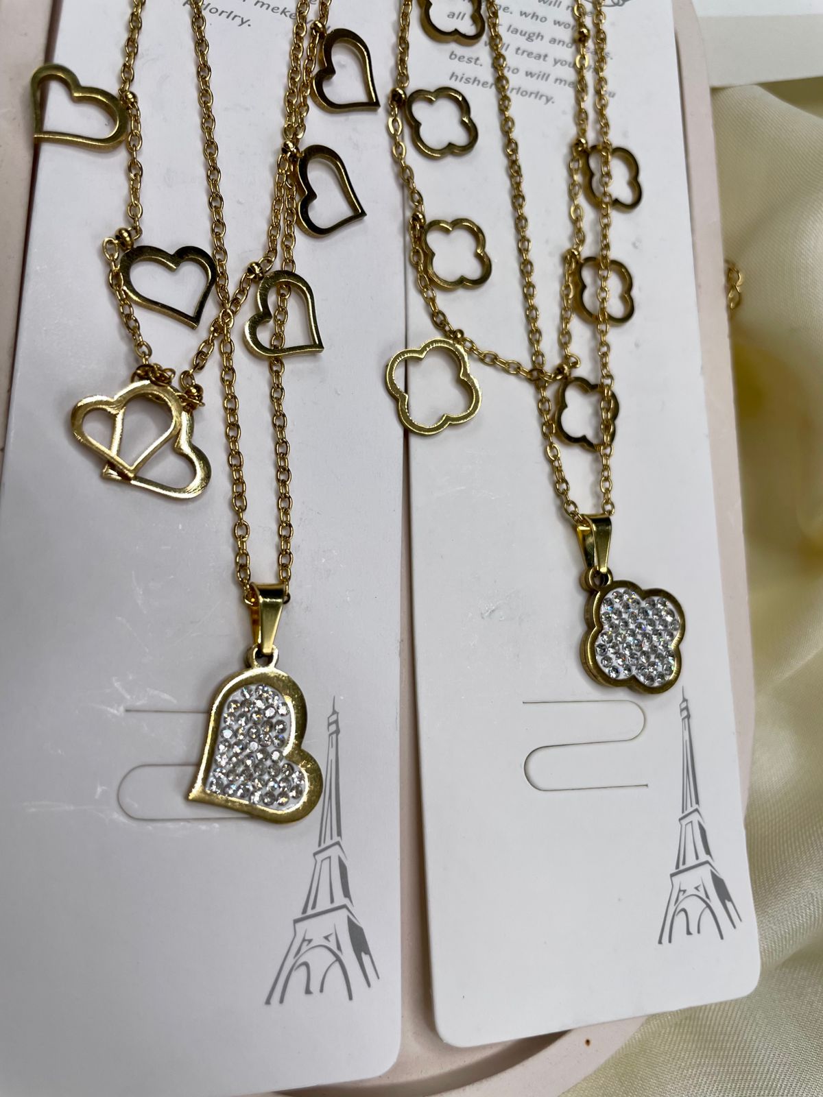 Chic Stainless Steel Charm Necklaces – Heart & Clover Designs | FashionHubPK7
