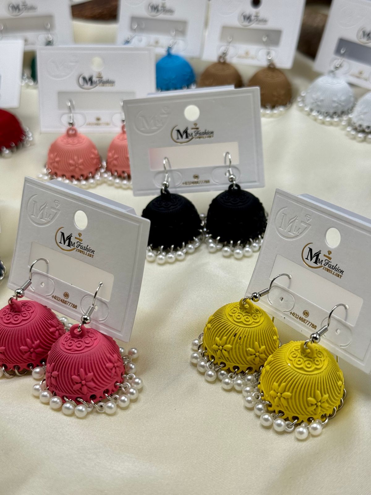 Elegant Colorful Jumkay – Handcrafted Earrings with Pearl Detailing | FashionHubPK7