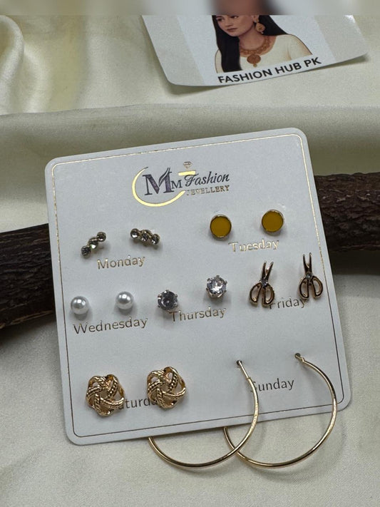 7 Days Earrings Set – Stylish Weekly Tops Collection | FashionHubPK