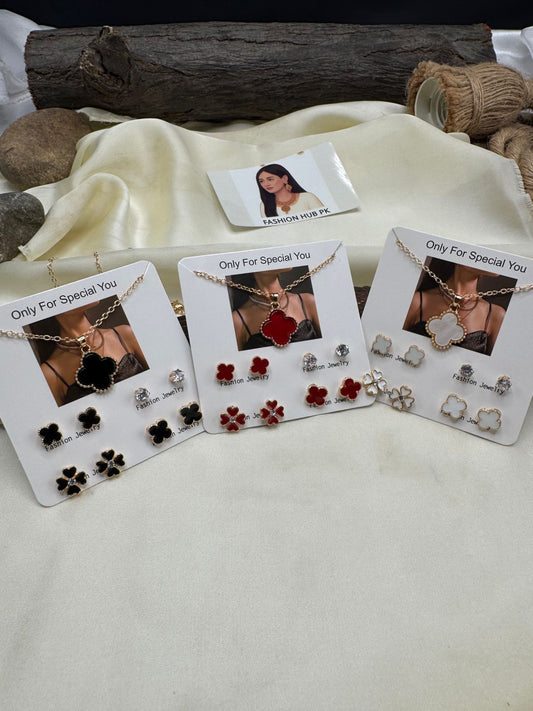 Elegant 3-Piece Jewelry Sets – Black, Red & White | FashionHubPK7
