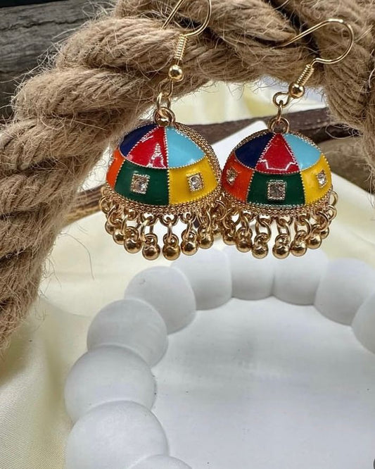 Colorful Handcrafted Jumkay – Vibrant Desi Earrings | FashionHubPK7