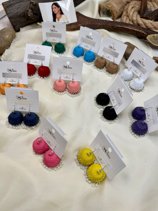Elegant Colorful Jumkay – Handcrafted Earrings with Pearl Detailing | FashionHubPK7