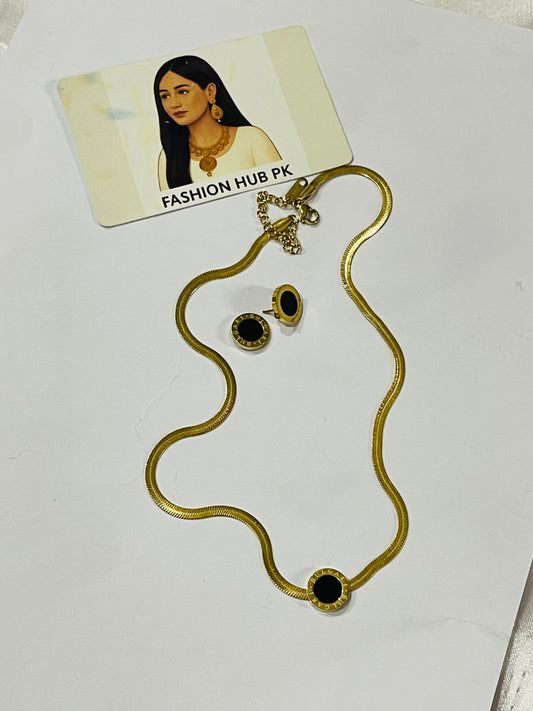 Elegant Black & White Necklace Set | FashionHubPK7