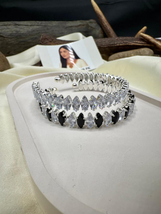 Elegant Black & White Crystal Bangles – FashionHub PK 7
