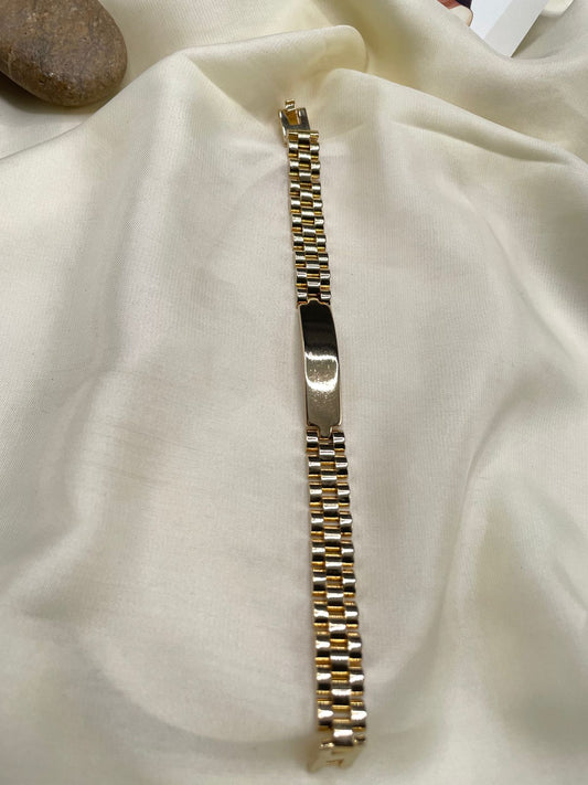 Gold-Tone Personalized Men’s Bracelet – Engraved Cuban Link | FashionHubPK7