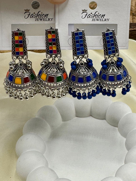 Mirror Work Jhumkas – Vibrant Handcrafted Earrings | FashionHubPK7