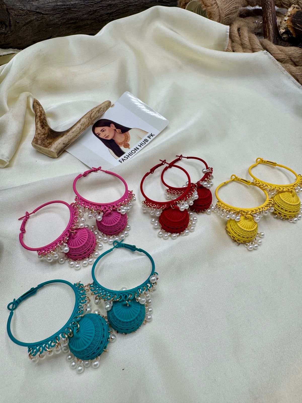 Bhali Jhumkay - Handcrafted Colorful Earrings with Pearls | FashionHubPK7