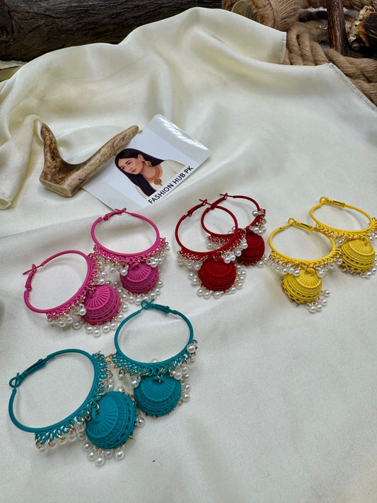 Bhali Jhumkay - Handcrafted Colorful Earrings with Pearls | FashionHubPK7