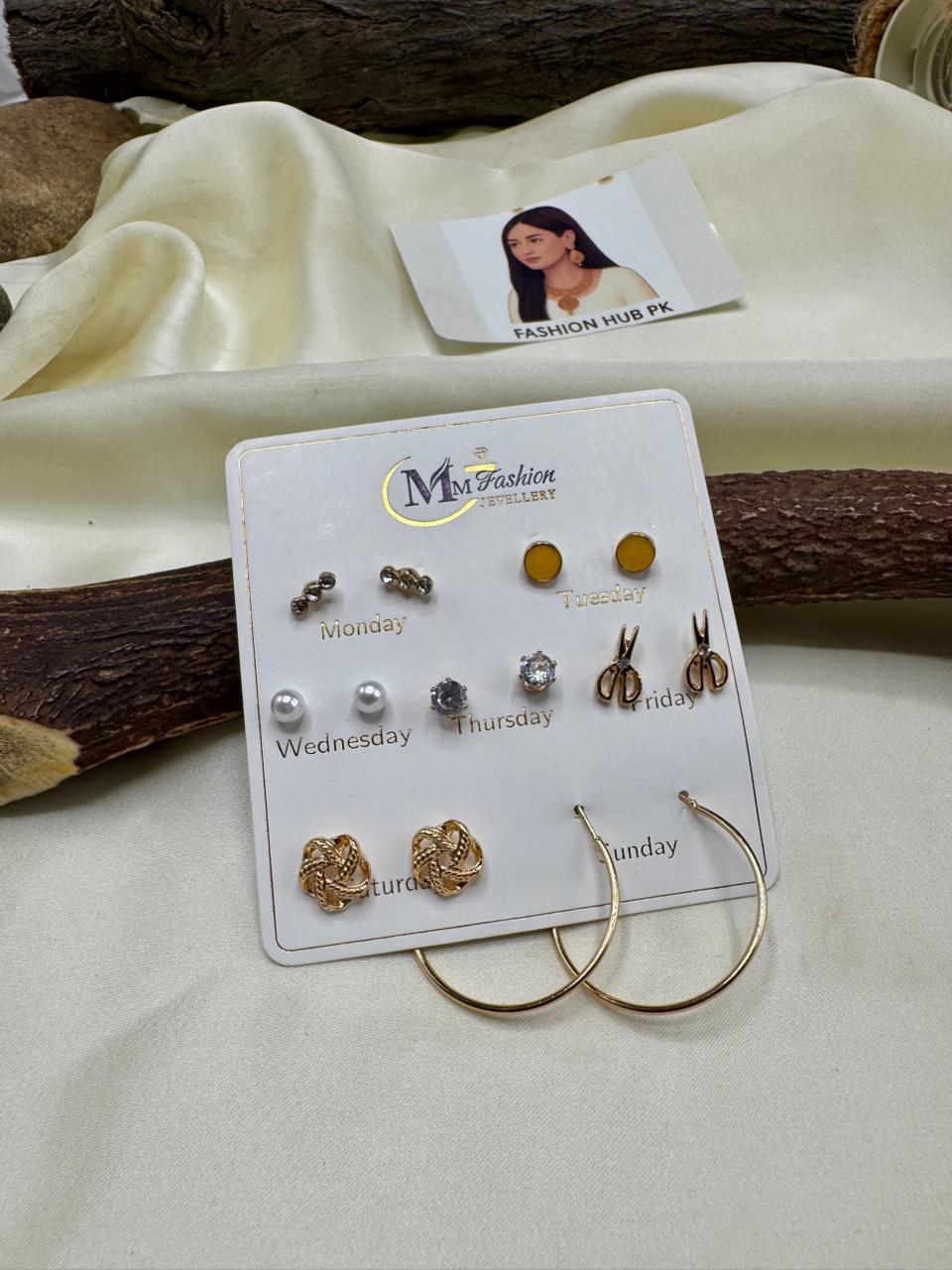 7 Days Earrings Set – Stylish Weekly Tops Collection | FashionHubPK