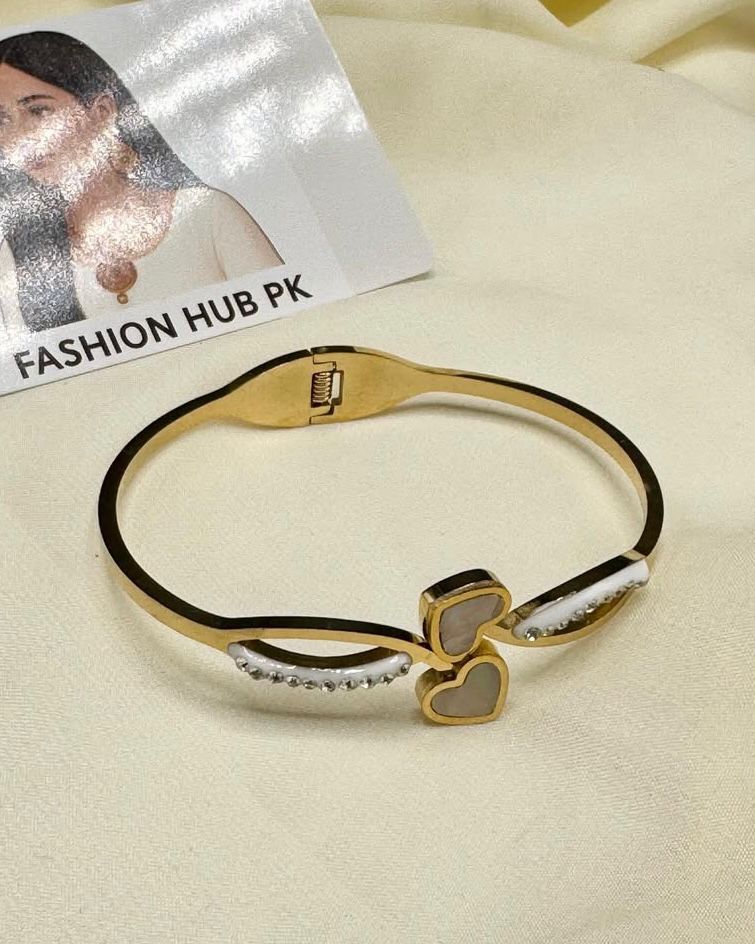 Stylish Double Heart Crystal Bangle – FashionHubPK7