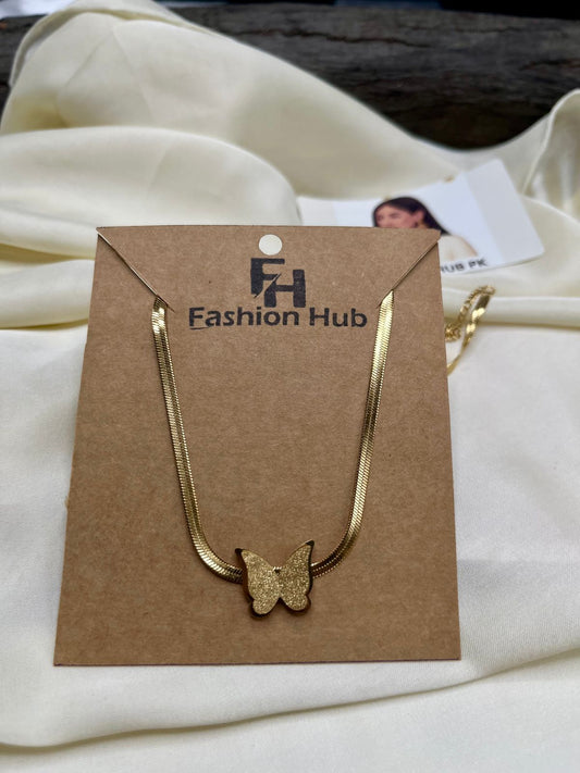 Golden Butterfly Pendant Necklace – Elegant & Trendy Jewelry for Women | Fashion Hub PK