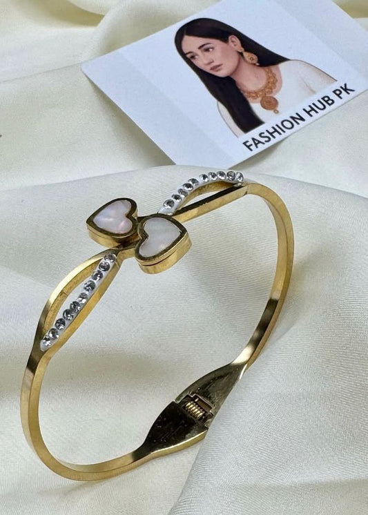 Stylish Double Heart Crystal Bangle – FashionHubPK7