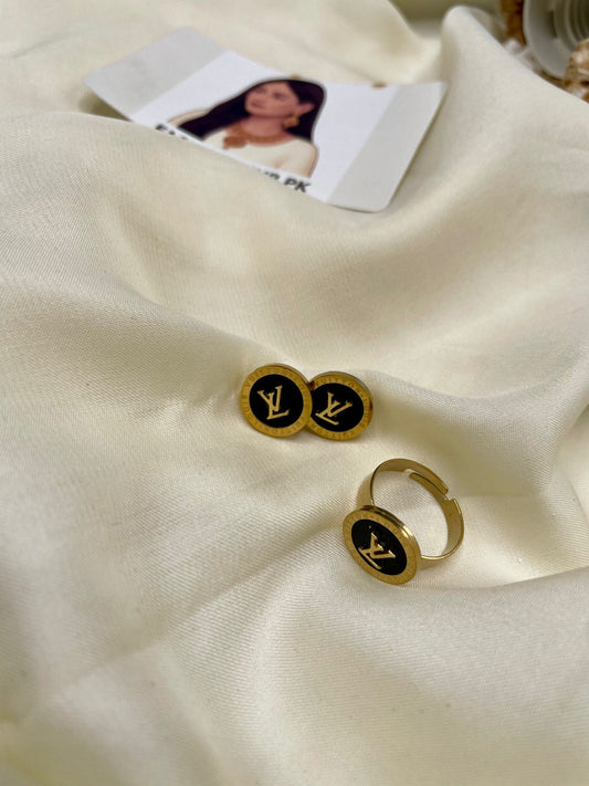 LV Inspired Gold Tops and Ring Set – Fashionhubpk7