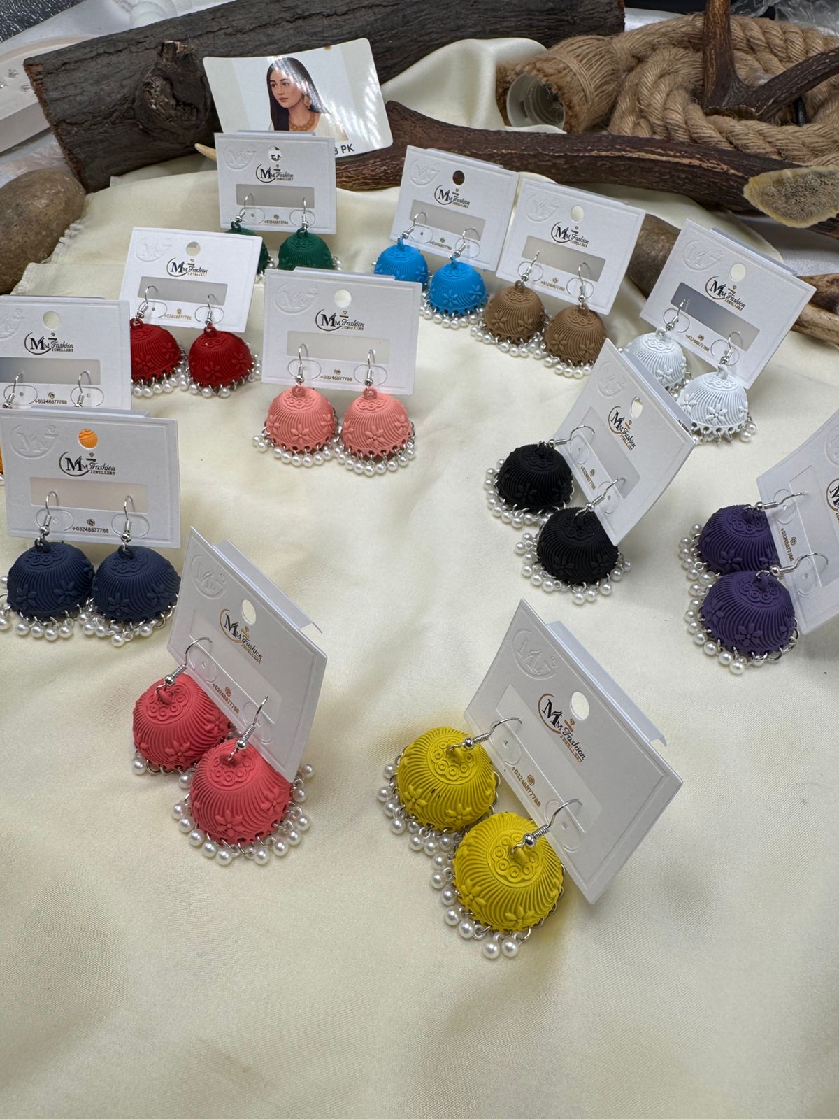 Elegant Colorful Jumkay – Handcrafted Earrings with Pearl Detailing | FashionHubPK7